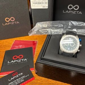 Lapizta 48MM watch, black w/ blue
